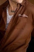 Enverse Culture Signature Resort Brown Relaxed Fit Linen Shirt