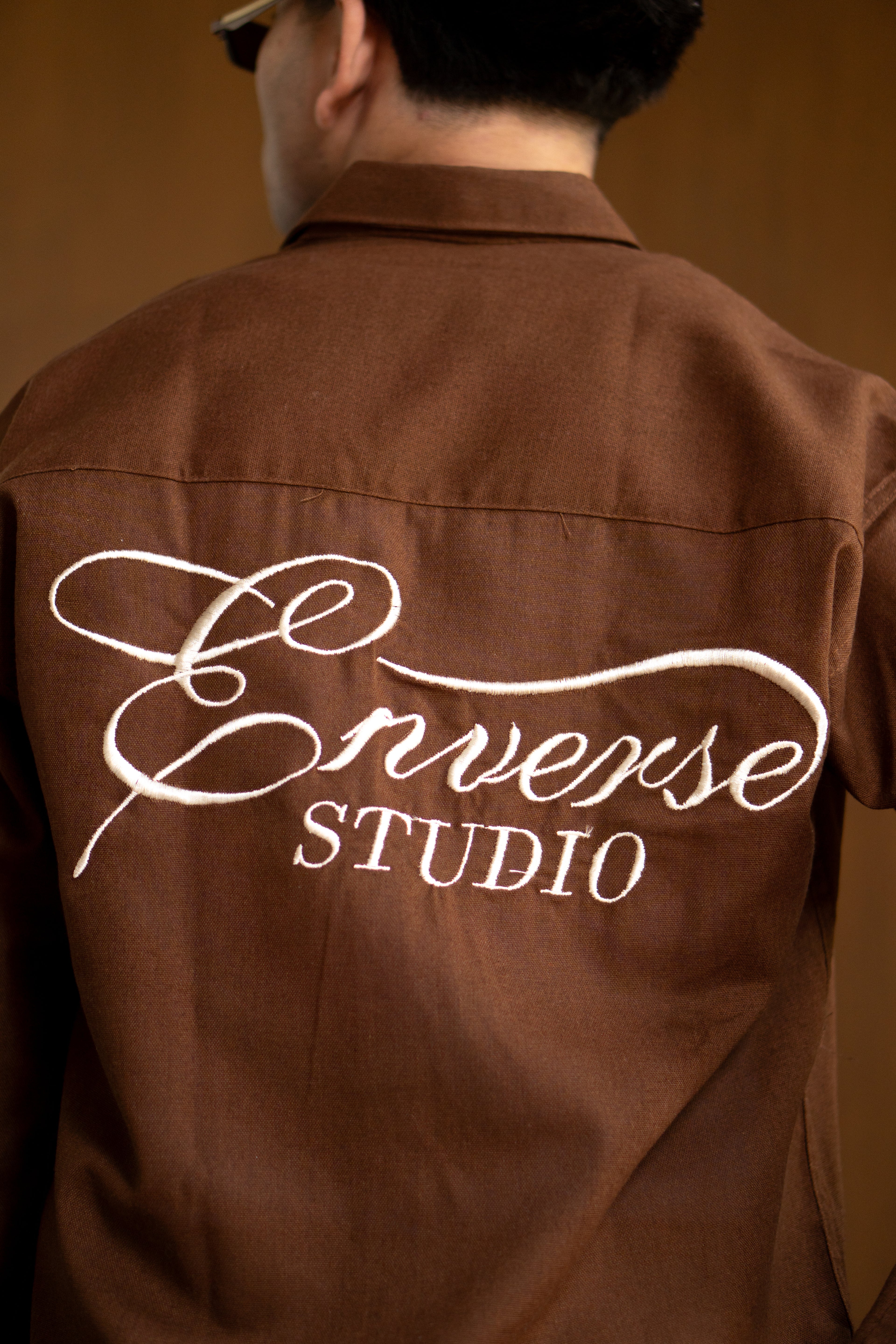 Enverse Culture Signature Resort Brown Relaxed Fit Linen Shirt