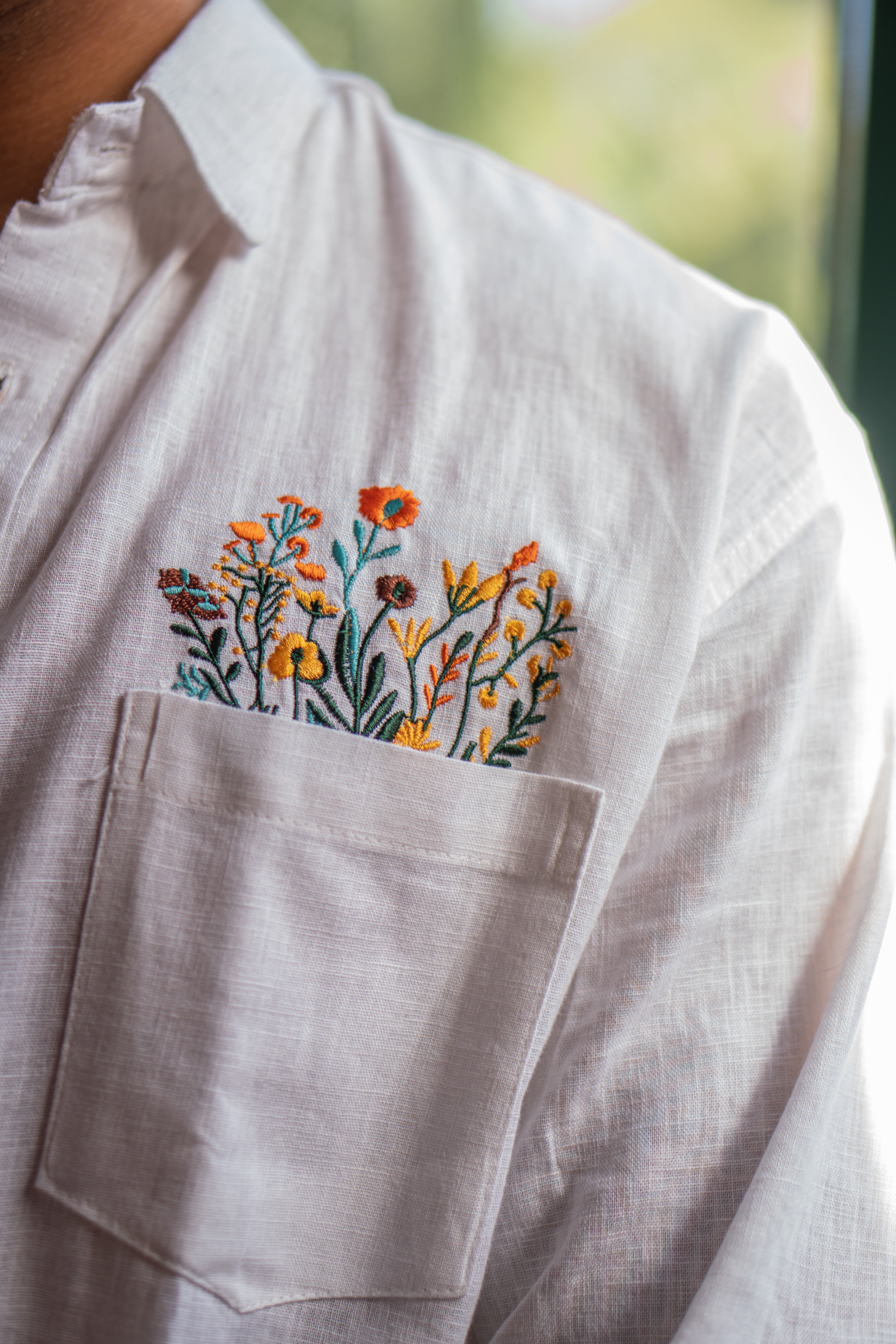 The Petal Minimalist White Relaxed Fit Linen Shirt