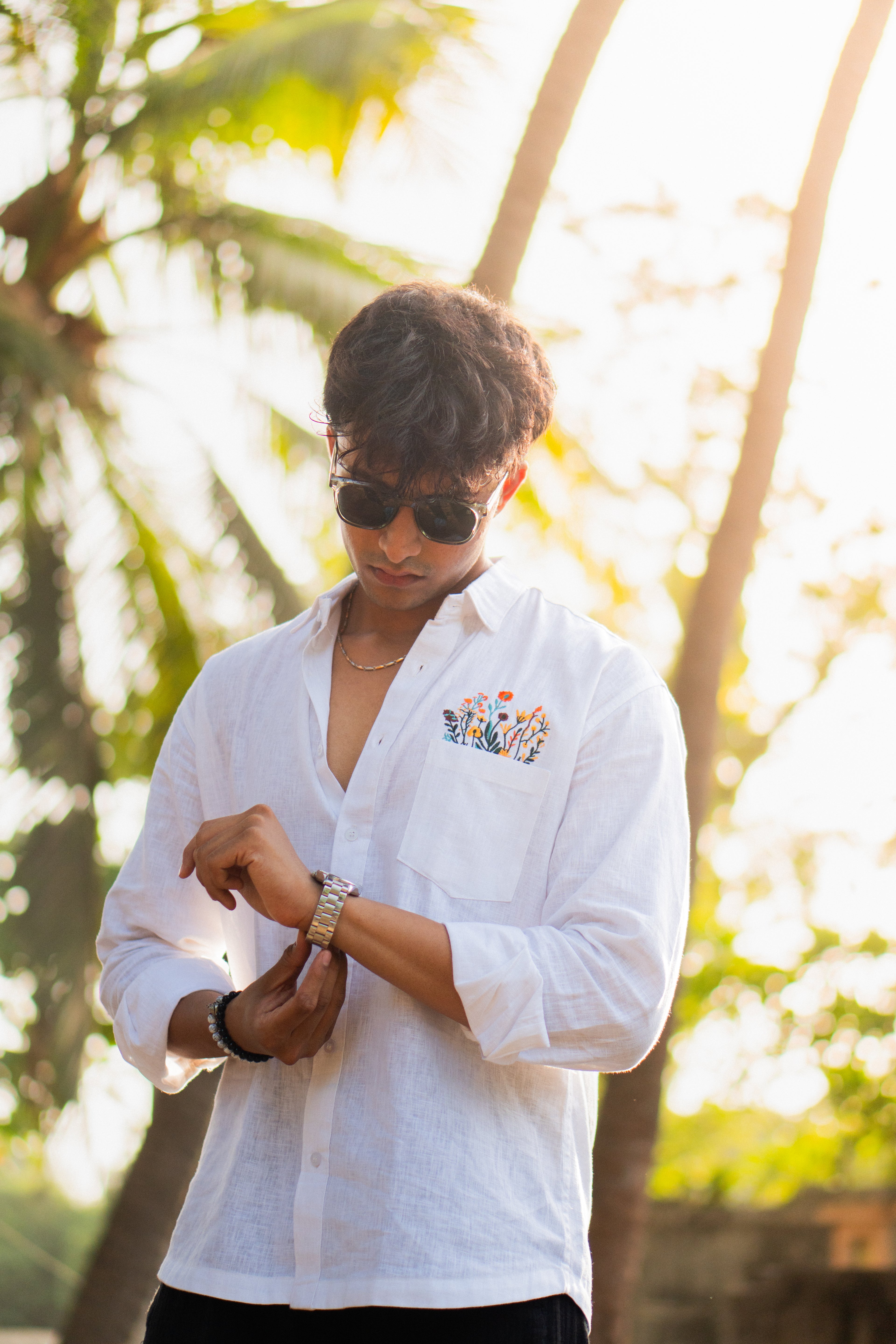The Petal Minimalist White Relaxed Fit Linen Shirt