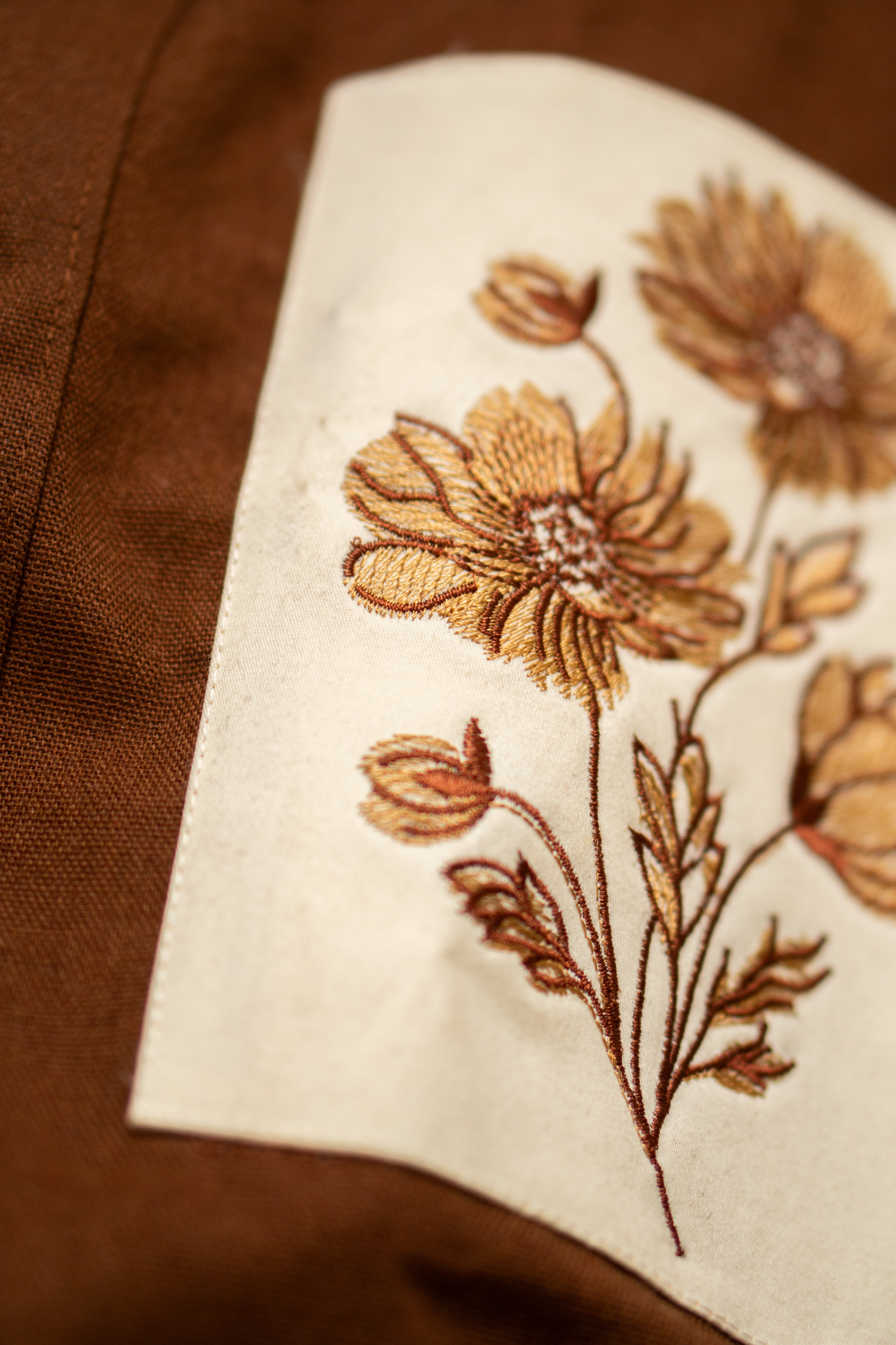 The Patchwork Marigold Brown Relaxed Fit Linen Shirt
