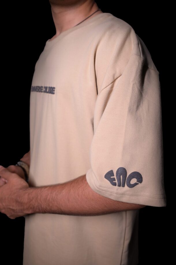 Basic Beige Heavy Weight Oversized T-shirt - Image 4